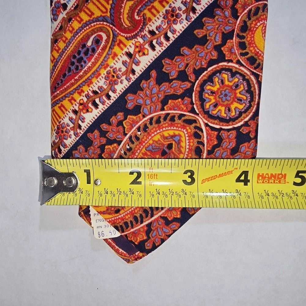 VINTAGE Kipper Dayton's Navy Blue and Orange Paisley Neck‎ Tie NEW! England
